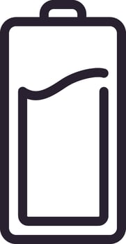 Simple half charged battery icon featuring a wavy line indicating charge level, ideal for user interfaces and power status displays in various digital devices and applications vector