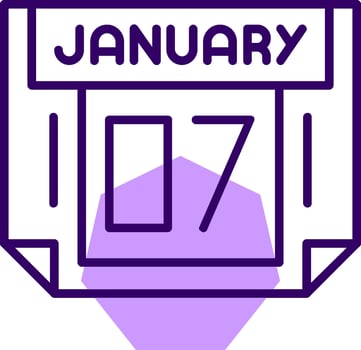 7 January Outline Slip Style Icon vector