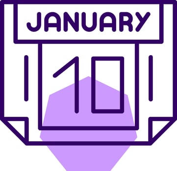 10 January Outline Slip Style Icon vector