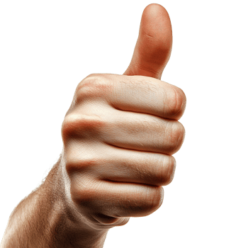 A Close-Up of Thumbs-Up Gesture Signifying Approval and Positivity Isolated on a Transparent Background png