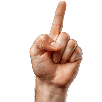 Hand with an Extended Index Finger Signifying Attention Isolated on Transparent Background png