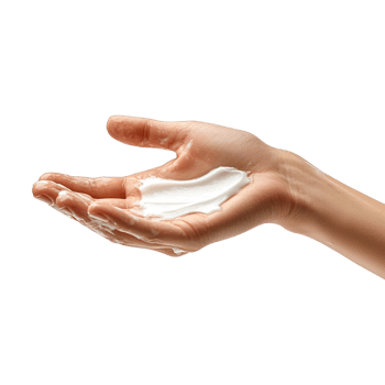 Close-Up of a Palm with a Small Amount of White Lotion Isolated on Transparent Background png