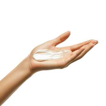 Close-Up of an Open Hand with White Cream on the Palm Isolated on Transparent Background png