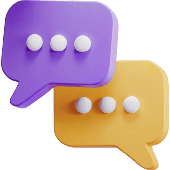 Purple and yellow chat bubbles with three dots png