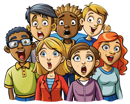 Surprised Group with Hands on Faces png