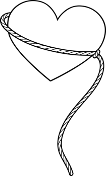 Retro Western Valentine Cowboy Lasso Rope heart Coloring Image png