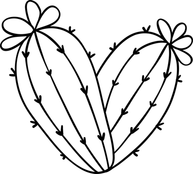 Retro Western Valentine Heart Shape Cactus Coloring Image png