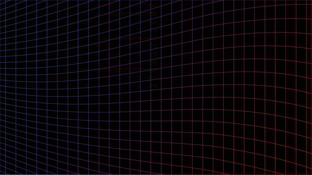 Abstract 3D grid background with blue and red lines. Digital, technology, network concept. vector