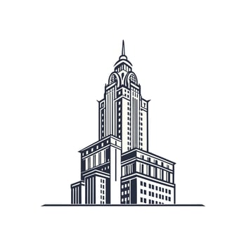 The empire state building is shown in a line drawing vector