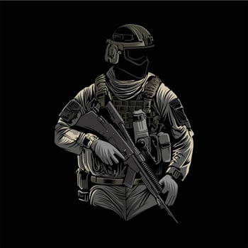 American soldiers ready for war vector