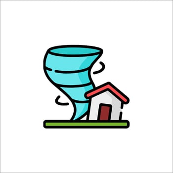 Tornado icon with house and roof vector