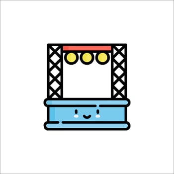 A cartoon character is standing in front of a stage vector