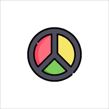 A peace sign icon in a flat style vector