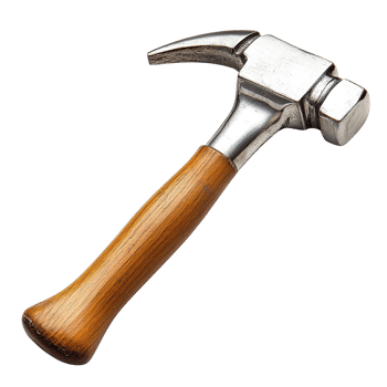 Close-Up of a Sturdy Claw Hammer with a Bronze Handle Isolated on a Transparent Background png