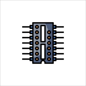 A circuit board with a number of components vector