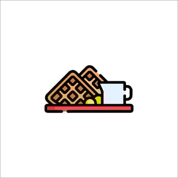 Waffles and coffee icon vector