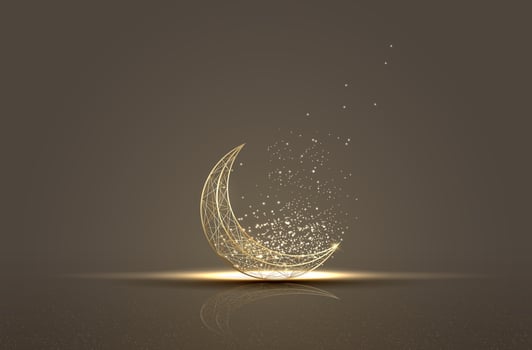islamic greeting ramadan kareem card design background with crescent moon vector