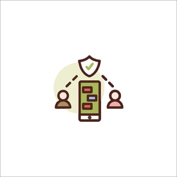 A phone with a shield on it and people in the background vector