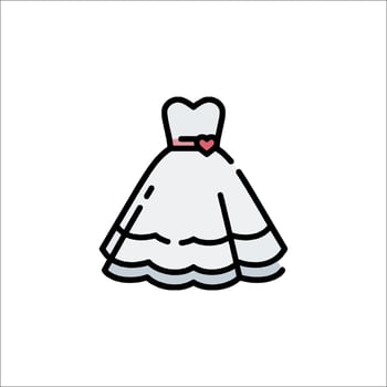 A wedding dress icon on a white background vector