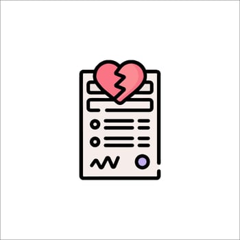A broken heart icon on a paper vector