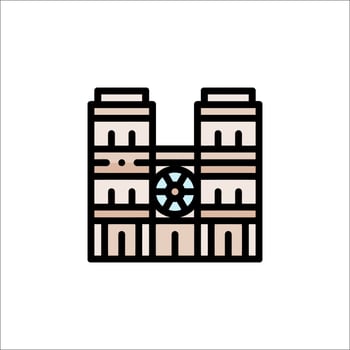 Notre dame de paris icon illustration vector