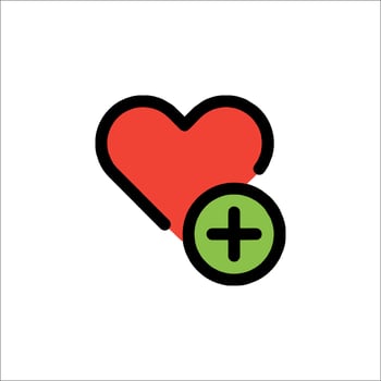 A heart with a plus sign on it vector