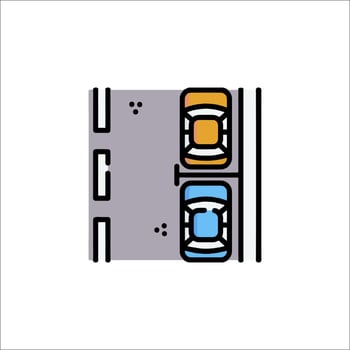 A car is driving on the road in the middle of the road vector