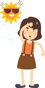 Heat stroke kid girl illustration vector