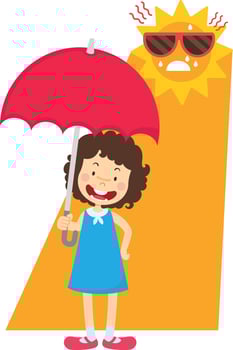 Heat stroke kid girl illustration vector