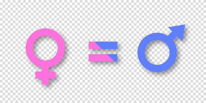 Gender signs icons for male and female. Concept of relationships, equality, and connection between men, women, boys, and girls. vector