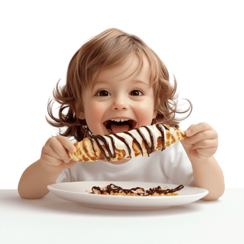 A young child eating a piece of corn on the cob png