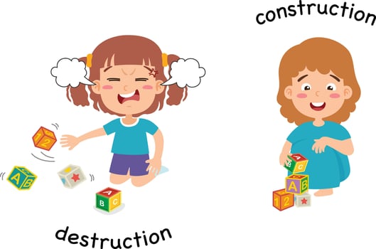 Opposite destruction and construction illustration vector