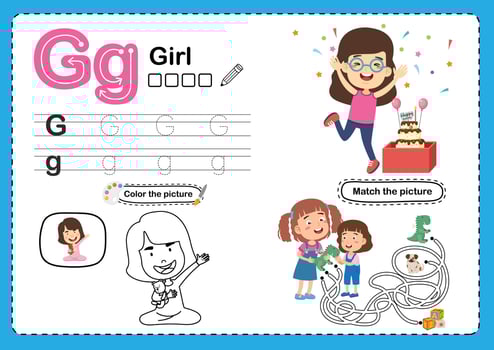 Illustration Isolated Animal Alphabet Letter G-Girl vector