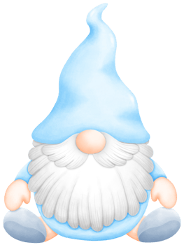 Cute Watercolor Valentine Braided Gnome in blue pantsuit in sitting Illustration. Perfect for Cards, Gifts, and Decor png
