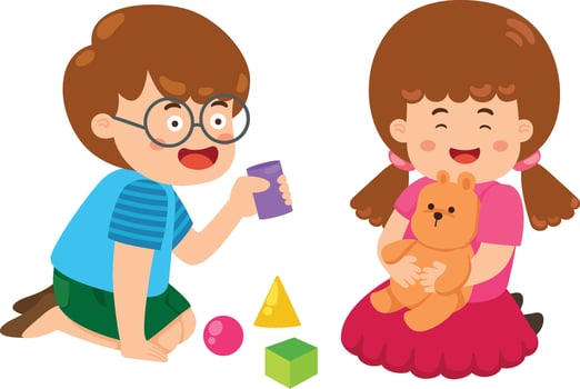 illustration children play with toy vector