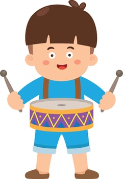 Kid boy playing drum illustration vector