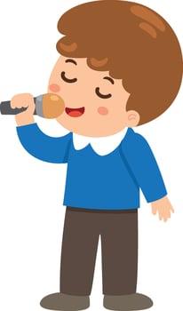 kid boy sing a song vector