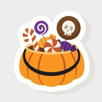 illustration halloween pumpkin sticker icon vector