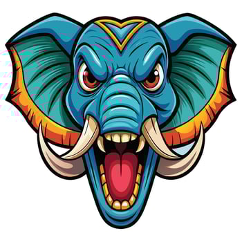 an elephant head with a big mouth and tusks vector