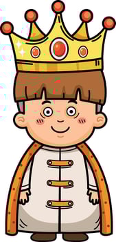 illustration of cute children characters with king costume outline white on background vector