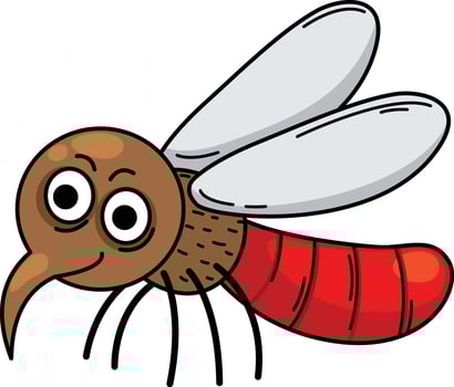 illustration of mosquito cartoon outline white on background vector