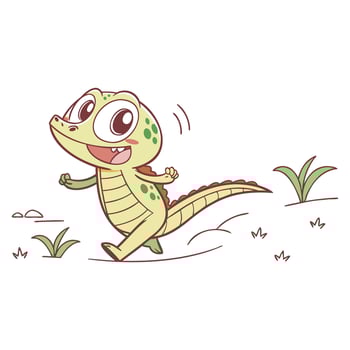 Cute Lizard Cartoon - Fun and Playful Reptile Illustration vector