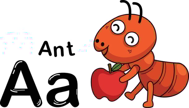 Illustration Isolated Animal Alphabet Letter A-Ant vector