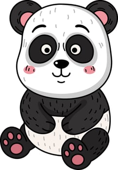 Hand drawn panda character illustration, vector