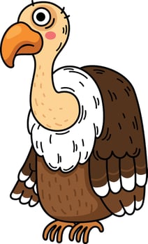 Hand drawn vulture character illustration, vector