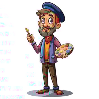 Cartoon Painter - Professional Artist with Brush and Palette vector