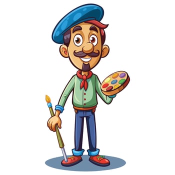 Creative Painter Man Cartoon Illustration vector
