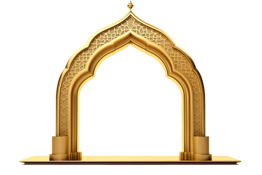 Gold arch frame shape Islamic door png