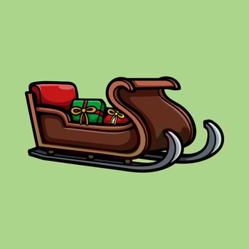 santa claus sleigh with a presents isolated colored drawing line art style sketch classic vintage design illustration vector