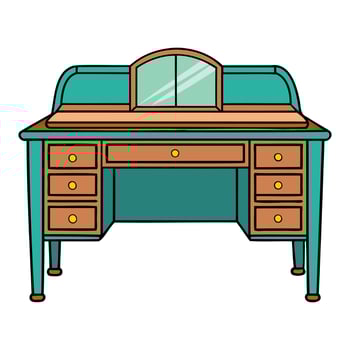 Vintage Secretary Desk Illustration vector